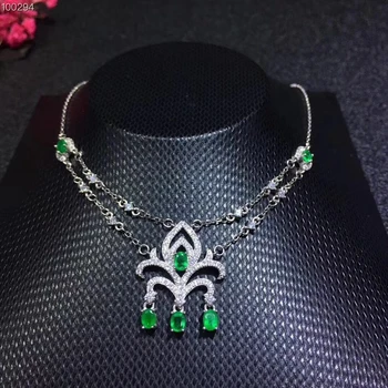 Moda Rese plamen naravnih smaragdno zelena gem ogrlica naravnih gemstone, ogrlico, obesek, S925 srebro dekle darilo fine nakit