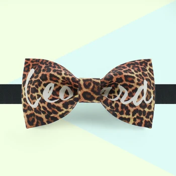 Brezplačna dostava 2019 nova moda za moške moški Original ročno tiskane lok kravato banket stranka nevesta obleko poročno Leopard divjina