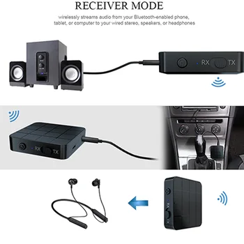 Bluetooth 5.0 o Sprejemnik Oddajnik AUX RCA 3.5 3.5 MM Jack USB Stereo Glasbe Brezžični Adapter za Avto, TV