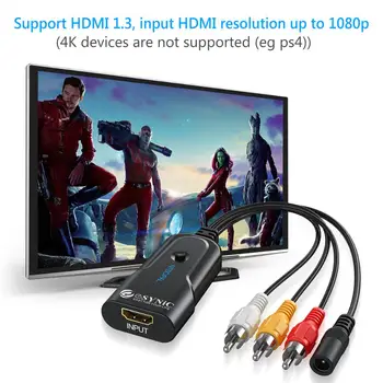 Neoteck HDMI na RCA Audio Video Pretvornik HDMI 1080P, da RCA Pretvornik Podporo PAL/NTSC Formatov za DVD, PS3 Roku TV