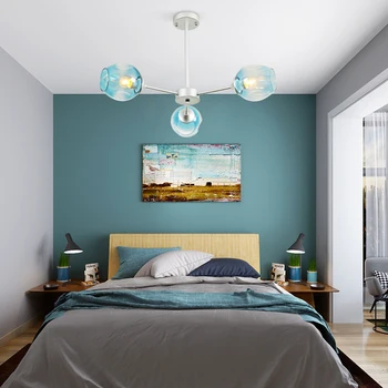 Nordijska kreativno dnevno sobo lučka sodobno minimalistično osebnost jedilnico, spalnica modrega stekla molekularna čarobni fižol, lestenec
