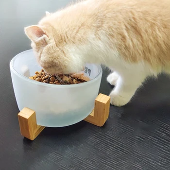 Mačka Skledo Non-slip Hrana Keglji Z Zaščito Vratnih Poševna Mačke Pladenj Z Lesom Znanja Pet Pitne Vode Sklede