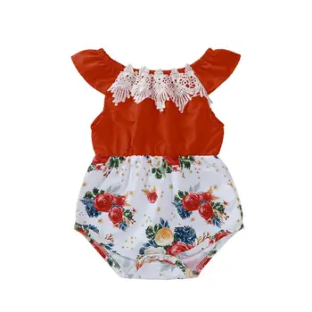 Newborn Baby Dekle Romper Ruffle Cvetlični Bodysuit Jumpsuit Playsuit Obleko Sunsuit 3-18 mesecev