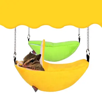 Hrček Kletko Mehko Banana Obliko Dihanje Bombaž Volna Visi Spanje Postelja Majhna Žival Kletko Za Hrčka