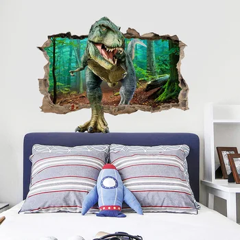 3D Zdrobljen Steno Dinozaver Stenske Nalepke Spalnica, Dnevna Soba, otroška Soba, Varstvo Okolja Premično Dekorativno Slikarstvo