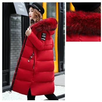 2019 Nova zimska jakna ženske slim zadrgo žep hooded dame, dolge plašče toplo krzno zimski plašč ženske parka casaco feminino