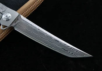 NKAIED JR7406 flipper folding nož VG10 Damask rezilo titanove zlitine ročaj kampiranje, lov preživetje kuhinjski nož EOS orodje