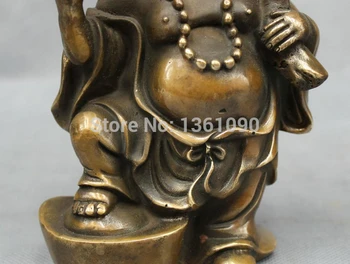 Kitajski Brona, Bakra Bogastvo YuanBao Vrečko Vesel Smeh Maitreja Buda Kip