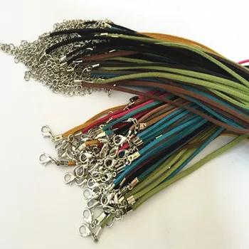 10pcs/lot 3 mm 18-20 palčni nastavljiv razvrstan Barv antilop usnja ogrlica kabel z obeskom verige pribor verige