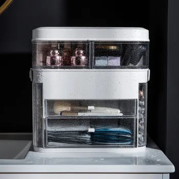 Kozmetični Torbe & Primerih Lahko z LED Ogledalo Pregleden Kozmetični Pripomočki Ličila Škatla za Shranjevanje prinaša dobička Nepremočljiva Beauty Box Primeru