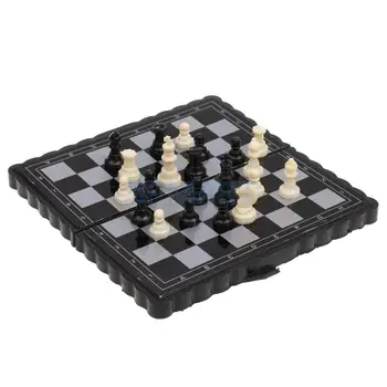 MagiDeal Žep Magnetni Chessmen Plastično Mini Zložljiv Šahovnici Chess Set za Družino, Prijatelje, Osebe Igre Otroci Puzzle Igrača