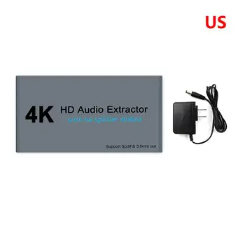 US/UK 4K Splitter Eno V Dveh od AUX Extractor V 3,5 mm Stereo Adapter Pretvornik za Polno HsD TV Monitorji, Projektorji Sat