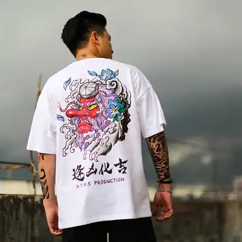 Harajuku Tshirt Ulične Priložnostne Kratek Rokav Poletje Vrhovi 2020 Hip Hop Majica s kratkimi rokavi Moški Japonska Natisni T-shirt Hip Hop Natisne Majica s kratkimi rokavi
