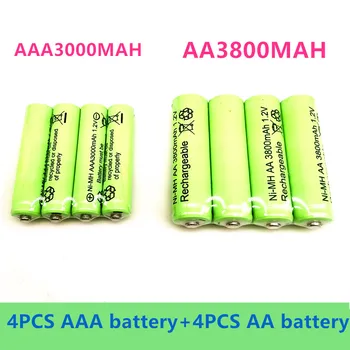AA + AAA AA 1,2 V 3800mAh / 1,2 V AAA Baterijo 3000mah Svetilka Igrače Watch MP3 Predvajalnik Zamenjajte baterije za polnjenje Ni-Mh Baterije