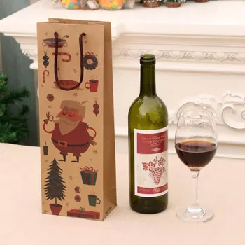 120pcs Vino, Steklenice, Vrečke, Prenosni Kraft Papir za Vreče Vino Vrečke Prevoznik Santa Claus Darilni Embalaži Bag Imetnika