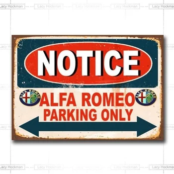 Obvestilo Alfa Romeo Parkiranje Le Avto Auto Garaža Vintage Retro Tin Prijavite Kovinski Znak Velike :12X 8 Palcev (20*30 cm)