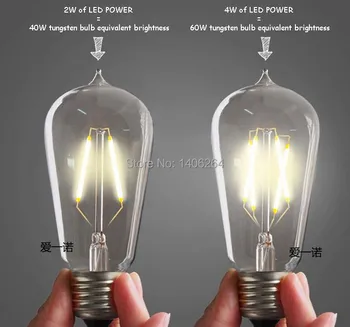 5PCS LED 360 2W 4W Žarnice E27 žarnica stara fasioned ST64 Edison Industrijske Svetilke