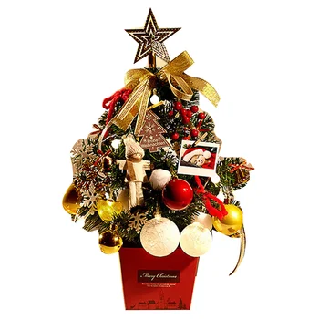 Mini Umetno Božično Drevo z LED Niz Luči & Okraski Tabela Centerpieces Najboljše DIY Božični Okraski PAK5