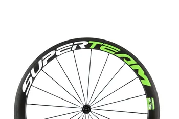 SuperTeam 700 C cestna kolesa, kolesne dvojice kitajski ogljikovih kolesa 50mm clincher kolo z zeleno nalepko