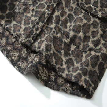 Mens Leopard Flanela Srajce Harajuku Ulične 2020 Jeseni Dolg Rokav Bluzo Hiphop Unisex Sive Volnene Nekaj Majice, Vrhovi