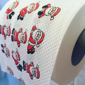 CYUAN Božiček Božič Vzorec Zvitek Papirja za Tiskanje Zanimivo Toaletni Papir Tabela Kuhinja, Toaletni Papir Tkiva Roll Božič Dekor