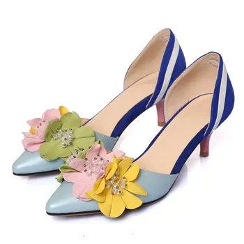 ALLBITEFO novo prišli elegantno dekoracijo Cvet poletja ženske sandale seksi modni visoke pete, čevlji konicami prstov ženske čevlje