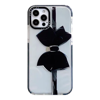 Srčkan Retro Prozorno Črno Kravato Loka Telefon Primeru Za iPhone 12 11 Pro Max Xr X Xs Max 7 8 Puls SE 2020 Primerih Mehki Silikonski Pokrov