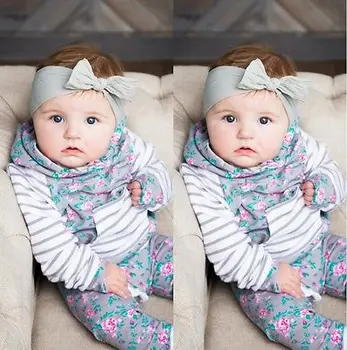 Cvetlični Trak Dojencek Dekliška Oblačila Hooded Vrhovi Hlače Prihajajo Domov Obleke 2Pcs Set