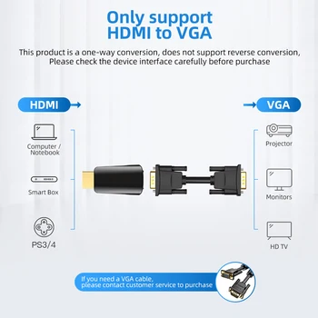 ANMONE Moški Felame HDmi-združljiv z VGA HD Audio Kabel Pretvornik S 3,5 Jack za PS4 Laptop PC Box Projektor