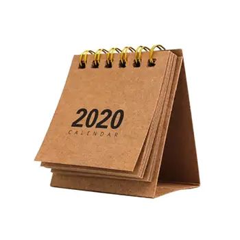 2020 Novo Leto Preprost Mini Namizni Koledar Ustvarjalno Mizo Navpično Kraft papir, Kraft Papir Multi-funkcijo Škatla za Shranjevanje Časovni Načrt za Urnike