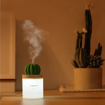 Kaktus USB Aroma eteričnega Olja Difuzor Ultrazvočno Kul Megle Vlažilnik Zraka Čistilec Mehko LED Nočna lučka za Office Home Avto