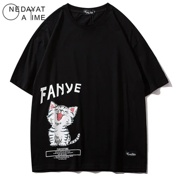 Smešno Luštna Mačka Natisnjeni Mens T Shirt 2020 Hip Hop Harajuku Vrhovi Tees Svoboden Moda Ulične Priložnostne Bombaž Poletje Kratek Rokav