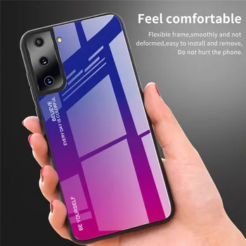 Luksuzni Primeru Telefon Za Samsung S21 Plus S21 Ultra Težko Gradient Stekla Nazaj Kritje Za Samsung Galaxy S21 Ultra 5G Primeru Zaščitnik