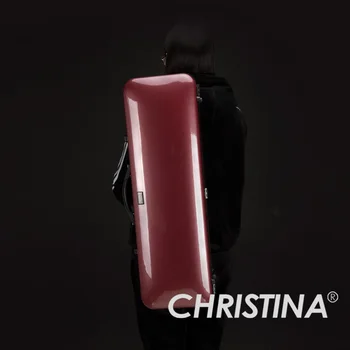 Italija Christina violino primeru Visoke kakovosti violino 4/4 ogljika iz steklenih vlaken, roza barve Violino pribor z dvema loki imetniki