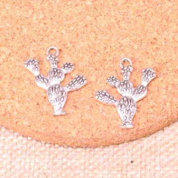16pcs Tibera Silver Plated kaktus puščavi Čare Obeski za Nakit, Izdelava DIY Ročno Obrt 23*20 mm