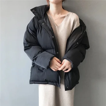 Pozimi leta 2020 nova moda barva pozimi navzdol jakno stojalo ovratnik kratke beloprsi singl plašč college Parka ženske jakna