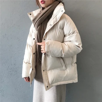 Pozimi leta 2020 nova moda barva pozimi navzdol jakno stojalo ovratnik kratke beloprsi singl plašč college Parka ženske jakna