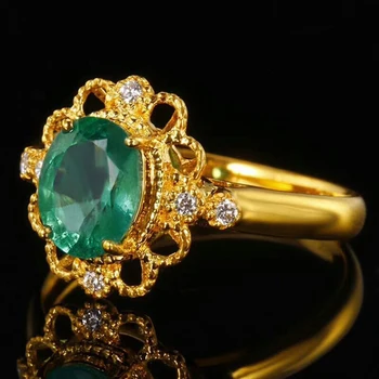 Baročni slog smaragdni prstan 5 mm * 7 mm naravnih Keniji smaragdno srebrni prstan pravi vintage 925 srebro smaragdni prstan za žensko, romantično