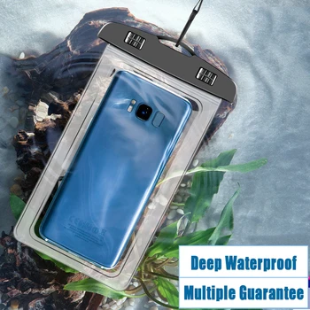 Vodotesno Ohišje za iPhone 8Plus X XR XS Telefon Vrečko Podvodno Plavanje, Pohodništvo deževnega Gozda Roko Pasu Pametni Suhi Vrečke Pokrov