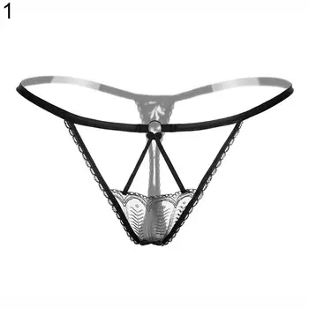 Seksi čipke cvetlični trak G-String openwork elastična perilo Tangice Ženske Pregleden očesa hlačnic