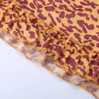 Seksi Obleka Ženske Priložnostne Modne Dame Leopard Splice Tiskanja Krat V Vratu Mini Obleke, Elegantne Boho Obleko Vestidos Haljo Femme