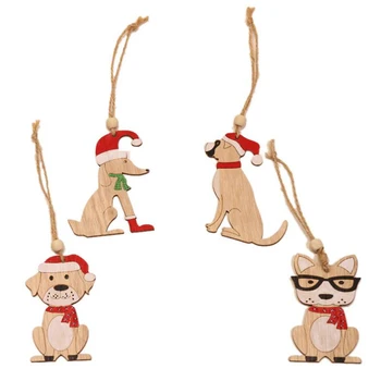 1/4pcs Lesene Božič Obeski Ornament Malo Lesenih Dog Dekoracijo Obrti Božično Dekoracijo Za Dom