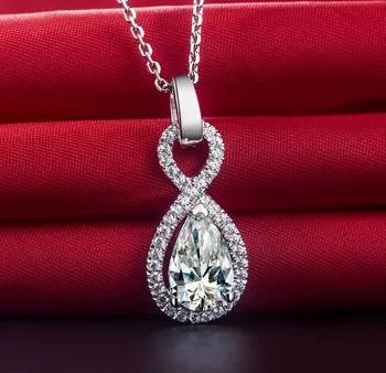 Solze Venera Elegantno Diamond Diamond Ogrlico, Obesek Sterling Srebro Luksuzni poročne Obesek za ženske, Nakit, Poročni komplet