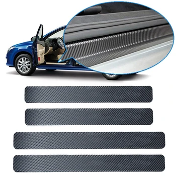 4 Kosi 3D Ogljikovih Vlaken Auto Vozila Van Vrata Polico Izvažajo Plošča Pokrov, Anti-Scratch Nalepke, Zaščitite Vaš Avto iz Nič