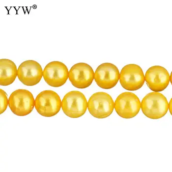 Brezplačna dostava!!!Krompir Gojenih Sladkovodnih Biserov Kroglice Oblikovalec nakita, izdelava 2019 rumena 10-11 mm Luknja:Približno 0,8 mm