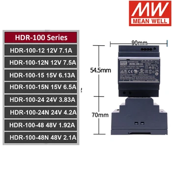 POMENI TUDI HDR-100-24 3.83 A 24V Napajanje meanwell HDR-100 Posamezen Pridelek Industrijskih DIN Rail Stikalni napajalnik, Stalna
