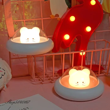 Otroška Nočna Lučka Otroci Ustvarjalni Prostor Miško Noč Svetilke za Otroke Spalnica Baterijo, USB LED Noč Svetloba, možnost zatemnitve Mačka Nočna