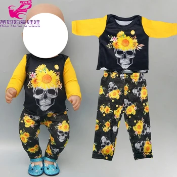 Lutka lobanje obleke fit za 43 cm novorojenčka lutka 18 inch ameriški lutka Halloween obleko hlače komplet