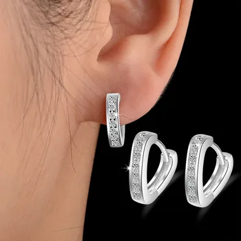 Vroče prodajo fashion sijoče kristalno 925 sterling srebro ženske stud uhani ženske, darilo za rojstni dan na debelo