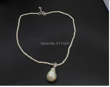 Sladkovodne pearl beli barok rebornkeshi spusti ogrlico, obesek, 42cm debelo narave kroglice FPPJ gemstone